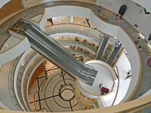 The central atrium at Bangkok's Art and Cultural Center (2008), a platform for innovation in all sectors of contemporary art.